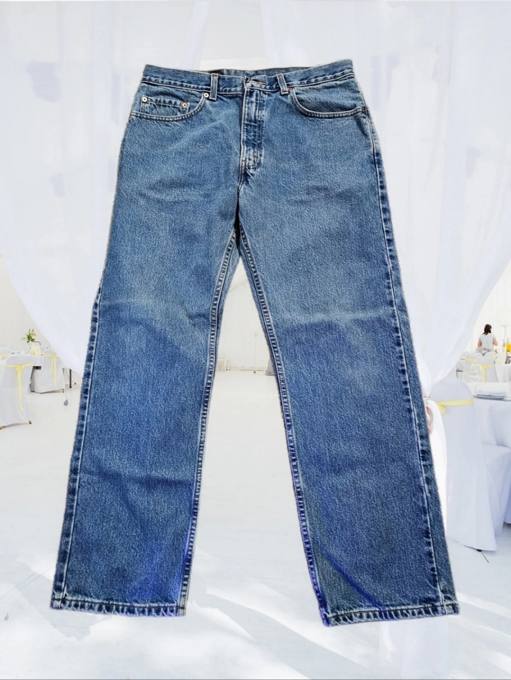Levis 505 Jeans Vintage Y2k Regular Mens 34x29 Blue Straight Red Tab Grunge